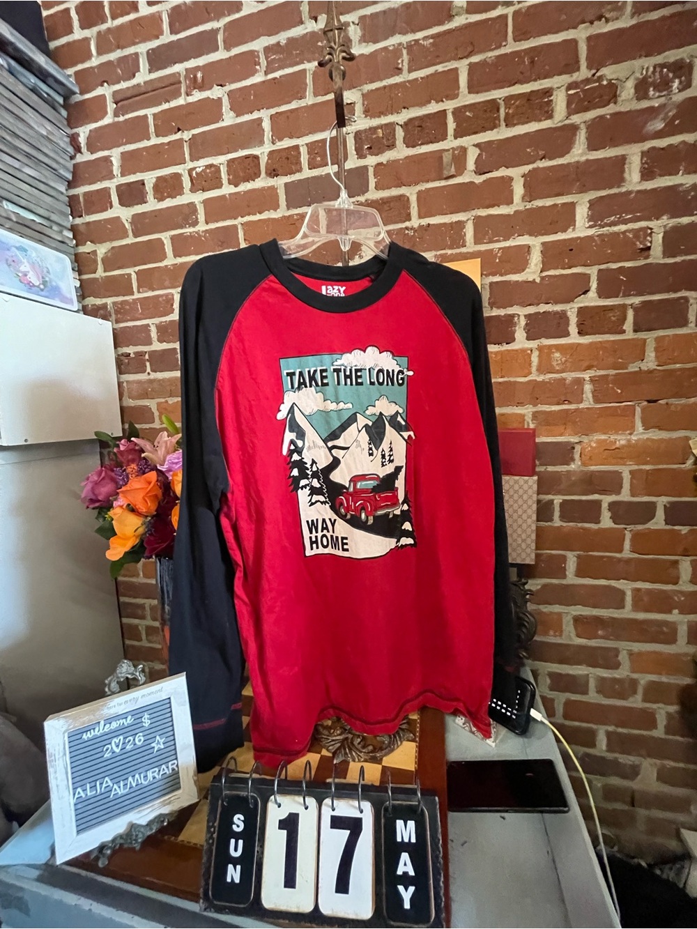Lazy One S Red Truck With Christmas Tree Long Sleeve T-Shirt